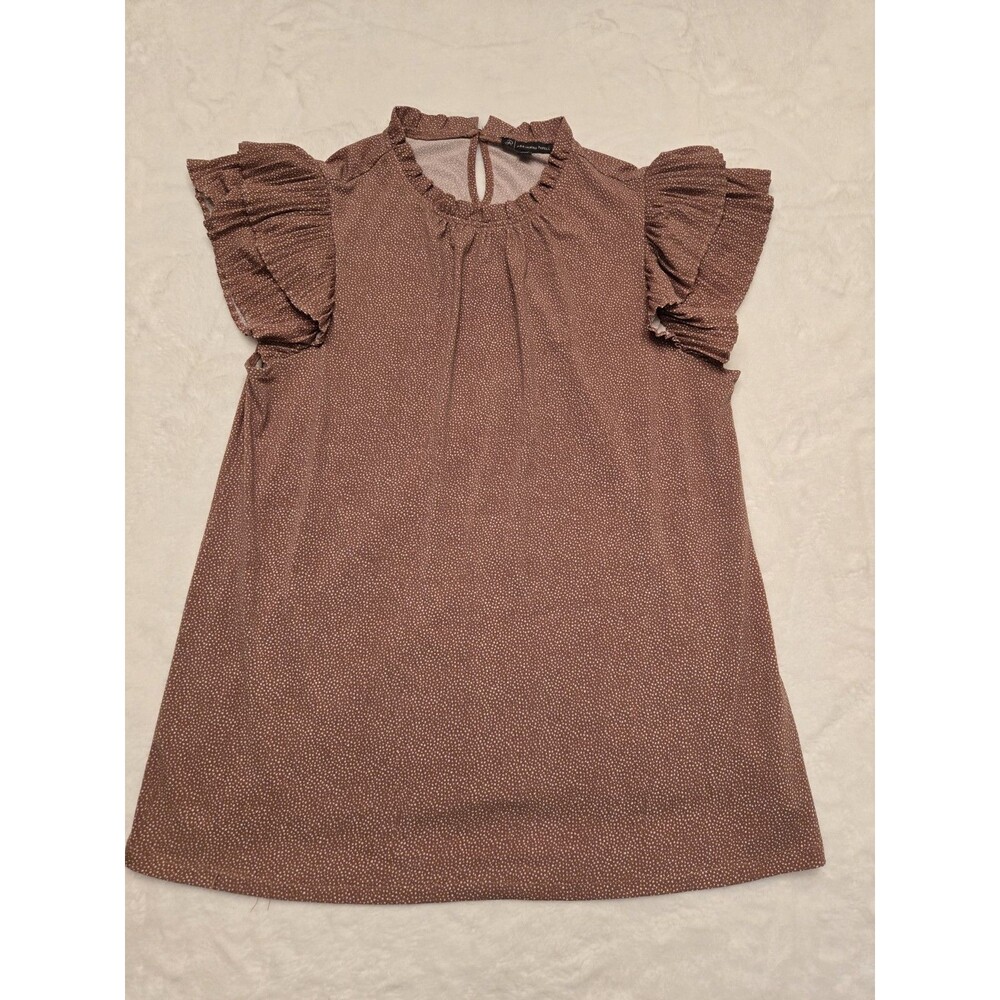 Adrianna Papell Womens Medium Top Brown Sleeveless High Collar Blouse